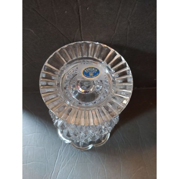 Bohemia Czech Republic Cut 24% Lead Crystal Vase 8" Pineapple Shape - Picture 6 of 9